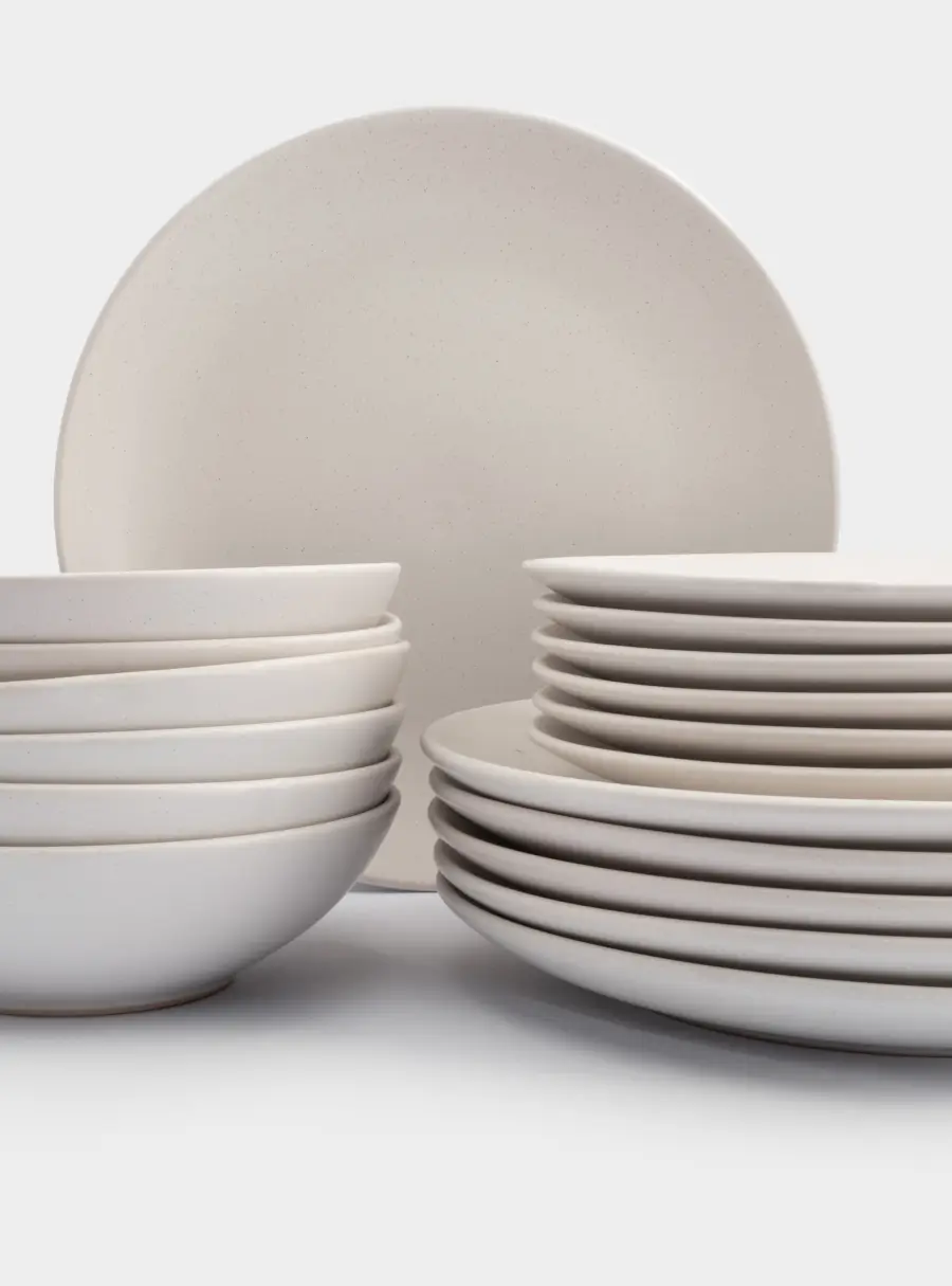 Сервиз обеденный, 6 перс, 18 пр, керамика, белый, в крапинку, Scanno ,image-2