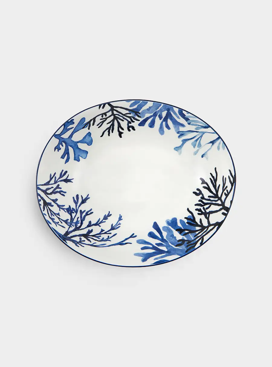 Салатник, 32х26 см, 3 л, керамика К, белый, овальный, Синие кораллы, Blue Coral ,image-1