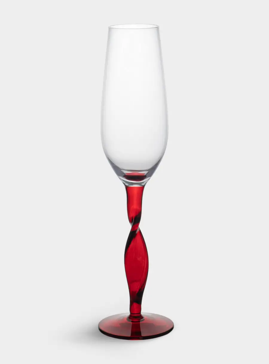 Бокал для шампанского, 220 мл, 2 шт, стекло, красная ножка, Villalago ,image-1