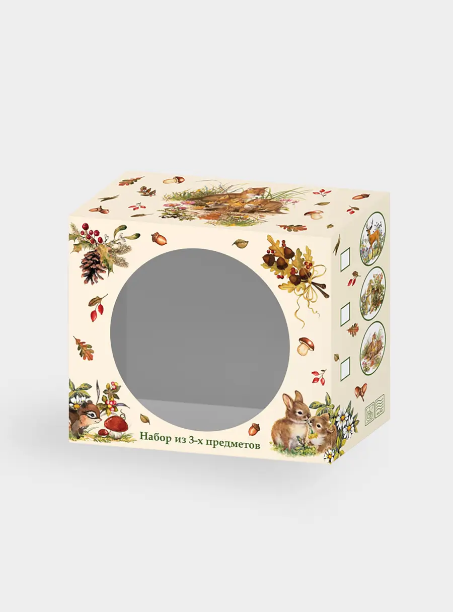 Набор, 3 пр, тарелка 18 см, салатник 13 см, кружка 200 мл, Олени, image-7