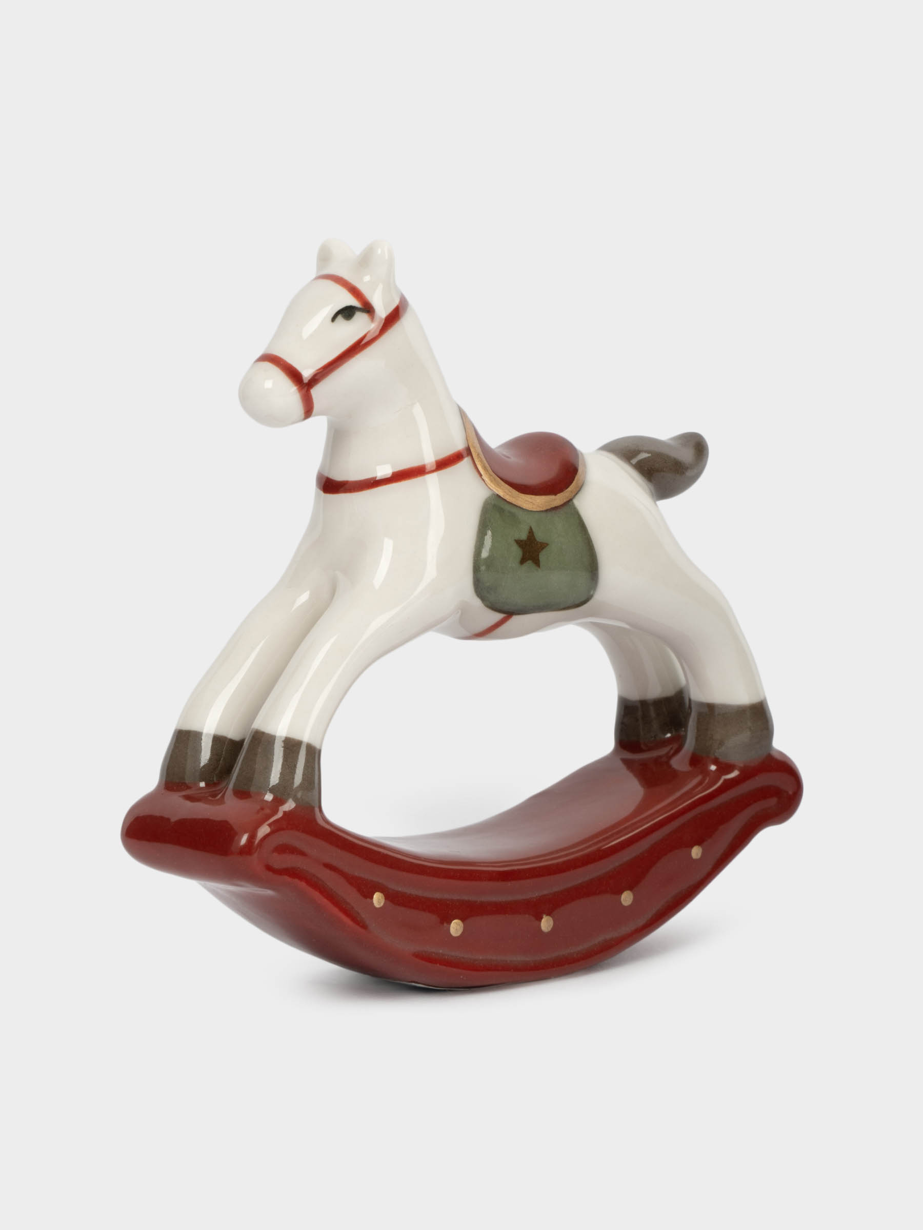 Статуэтка, 10 см, фарфор P, бежево-бордовая, Лошадка-качалка, Bright horse, image-1