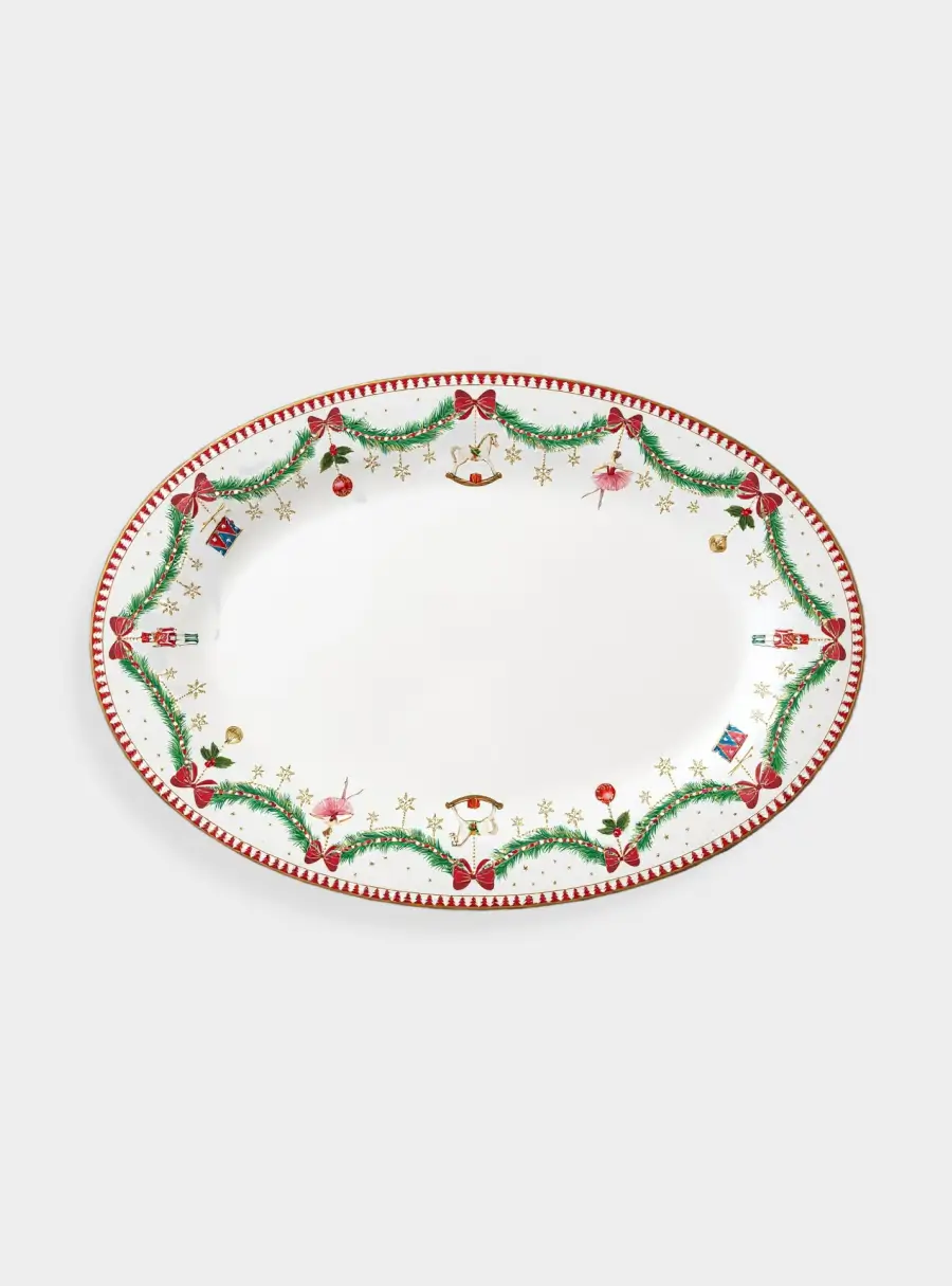 Блюдо, 35х23,5 см, фарфор P, белое, овальное, Новогодняя гирлянда, Magie de Noel ,image-0