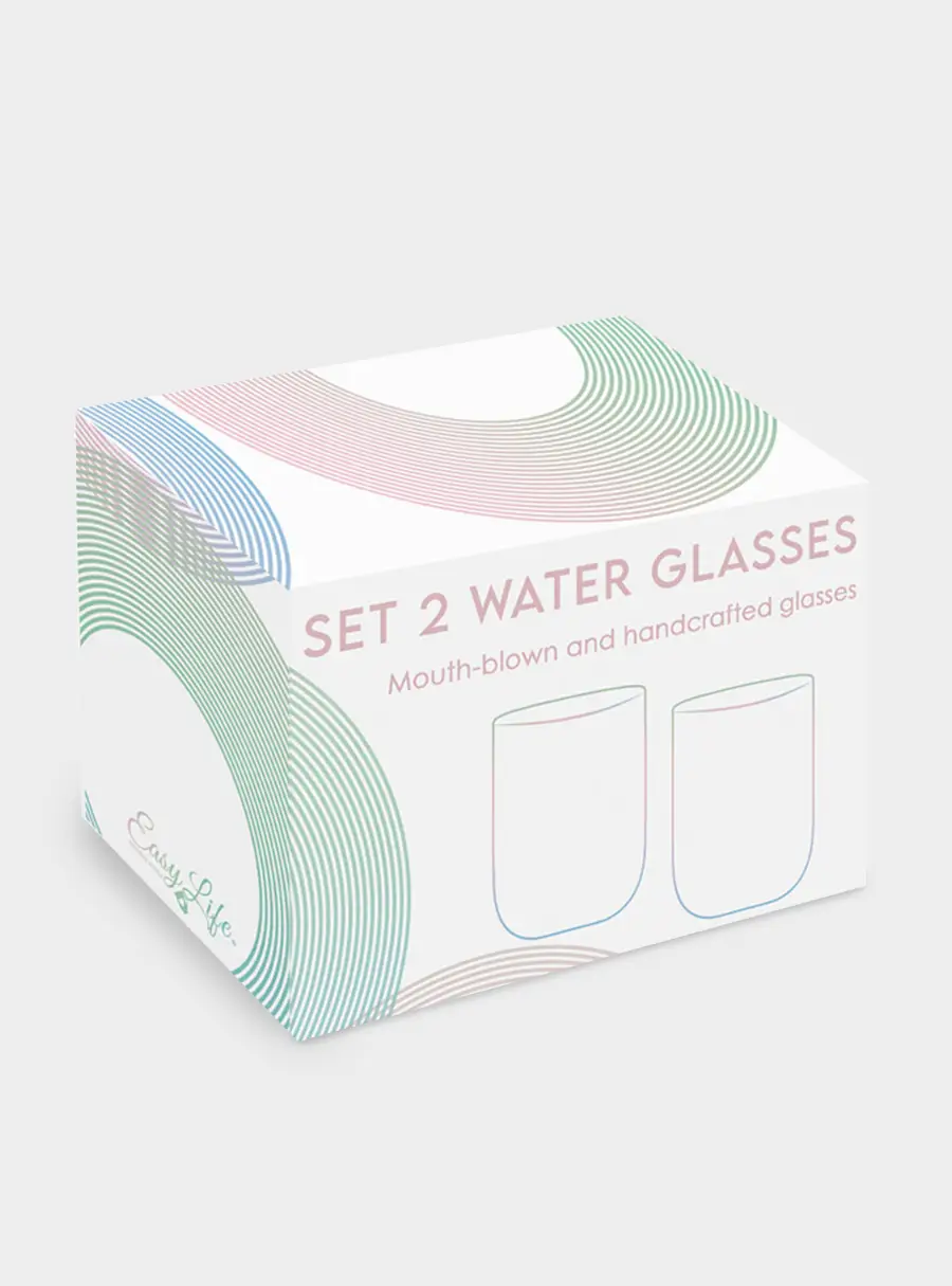 Набор стаканов для воды, 2 пр, 390 мл, стекло, розовые, Rainbow ,image-2