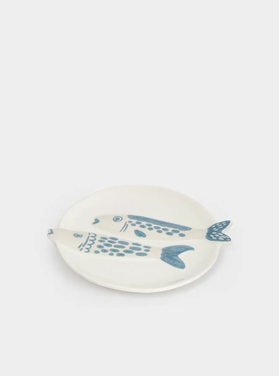 Блюдо, 26х23 см, керамика, молочно-голубое, Рыбки, Sea world ,image-1