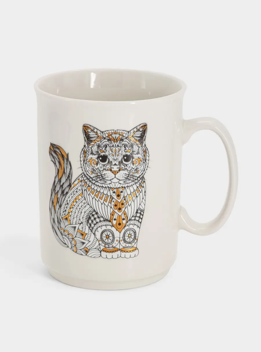Кружка, 415 мл, фарфор N, белая, Кот, Wild ,image-0