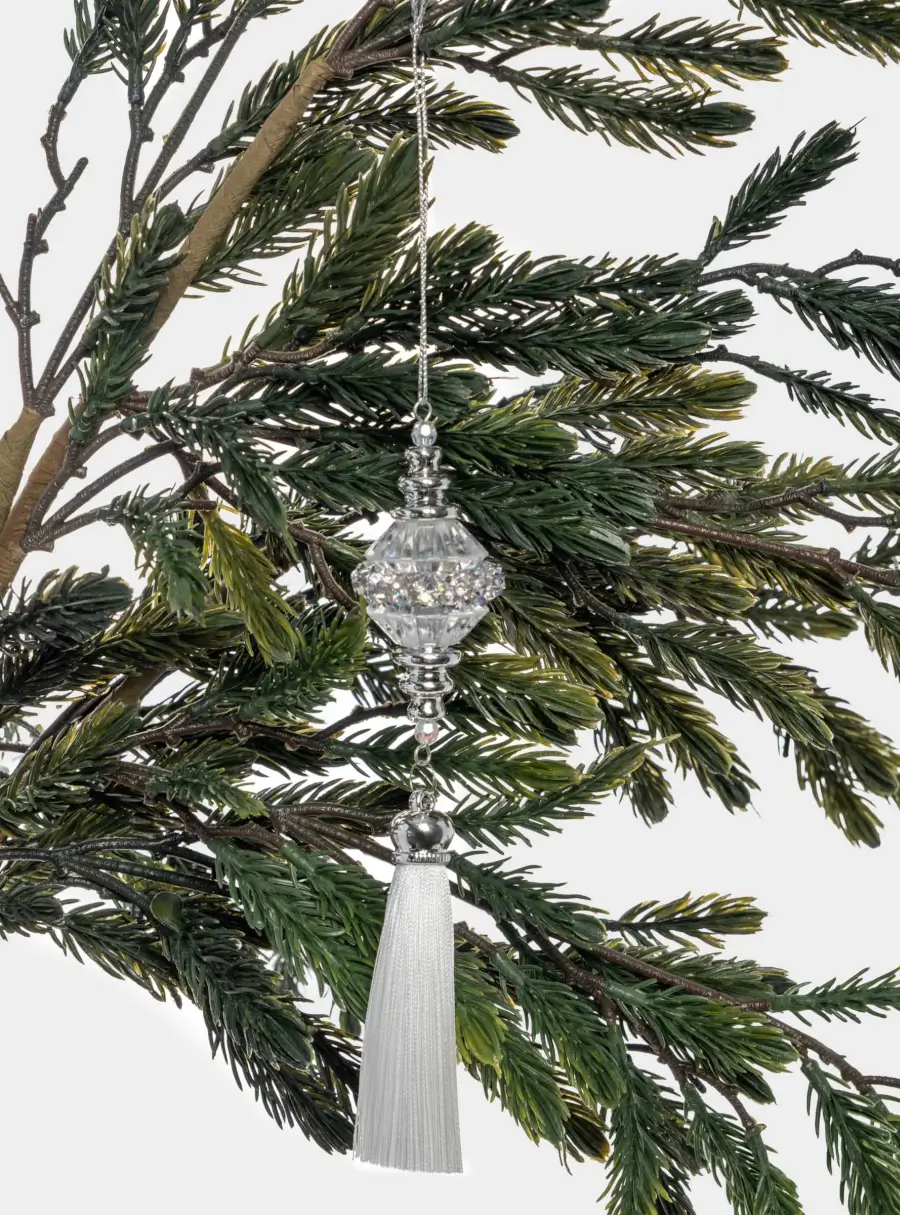 Игрушка елочная, 17 см, пластик/полиэстер, серебристая, Кристалл с кистью, Event ,image-3