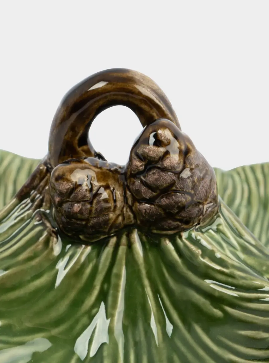 Менажница, с декором, 23 см, 3 отд, керамика, зеленая, Шишки на еловой ветке, Fir branch, image-5