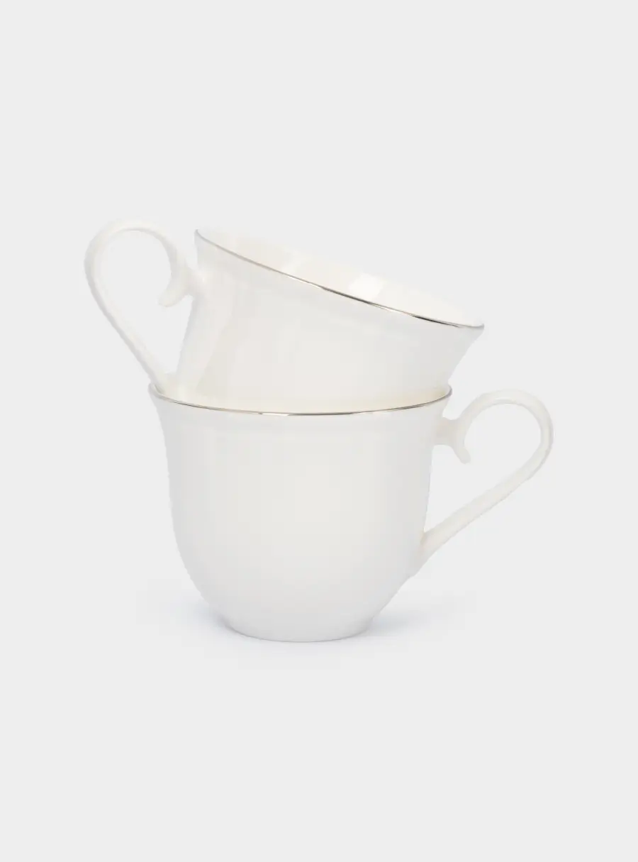 Кружка, 350 мл, 2 шт, фарфор F, белая, с серебристым кантом, Dynasty ,image-1