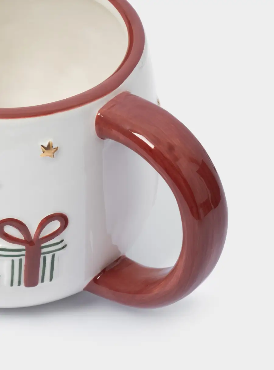 Кружка, 400 мл, 2 шт, керамика, зеленая/красная, Олень и Кот, New year, image-4