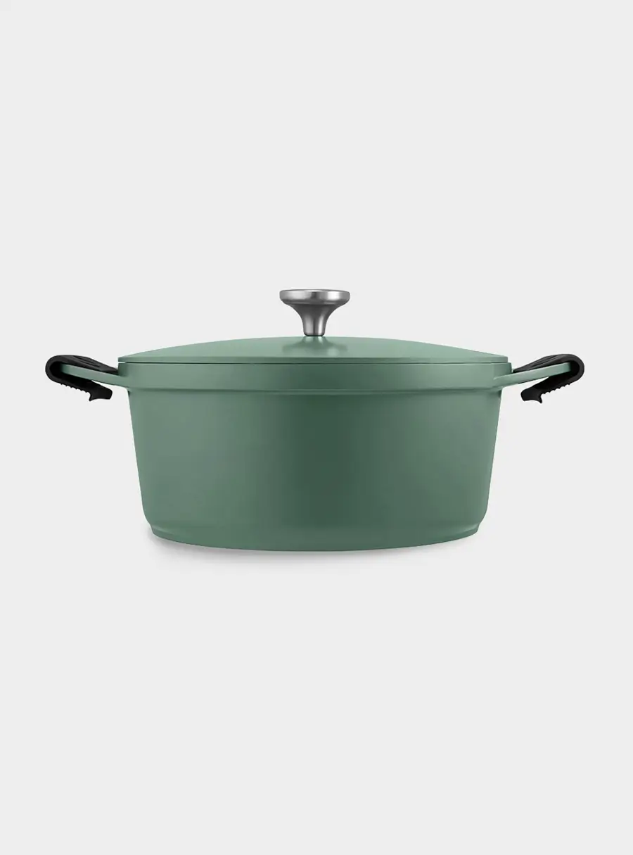 Кастрюля, 28 см, 6.3 л, с крышкой, с покрытием, алюминий, зелёная, Agile, image-0