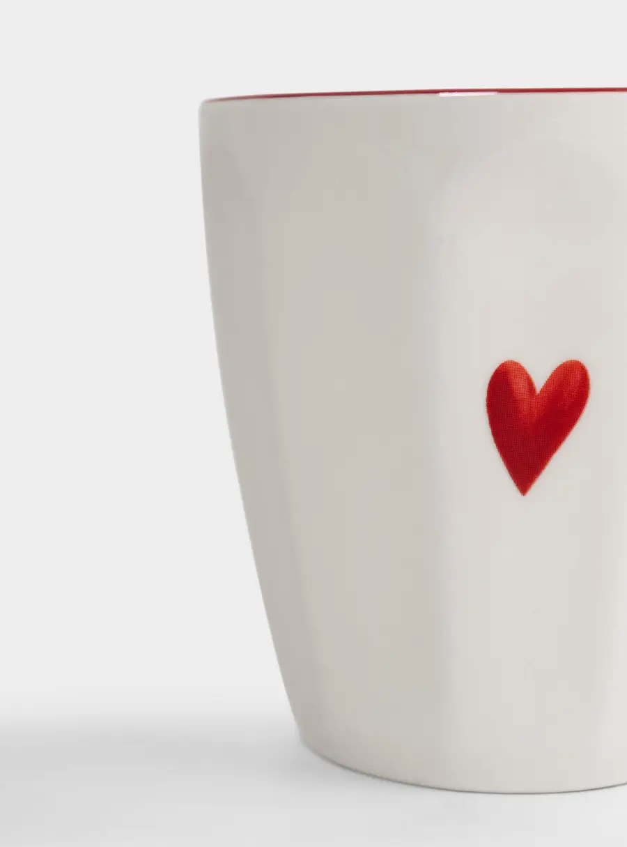 Кружка, 400 мл, фарфор P, молочно-бордовая, Сердце, Love ,image-2