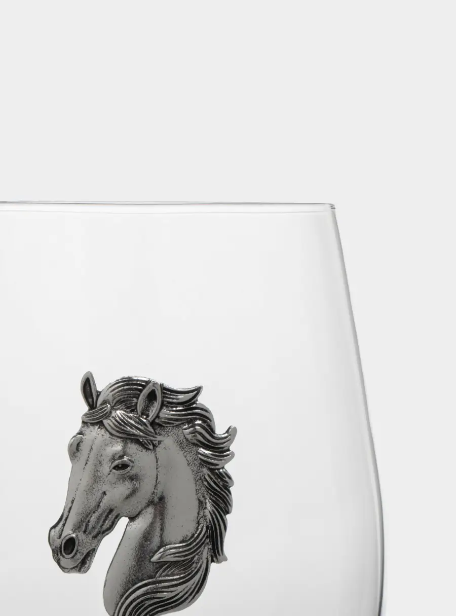 Стакан для виски, 12 см, 500 мл, стекло/металл, серебристый, Голова коня, Horse ,image-2