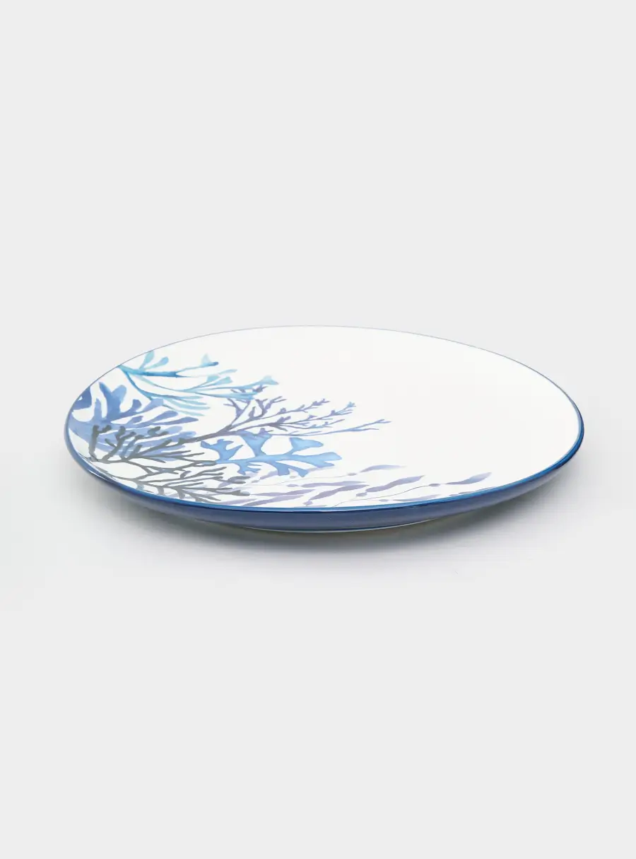Блюдо, 36 см, керамика К, белое, круглое, Синие кораллы, Blue Coral ,image-1