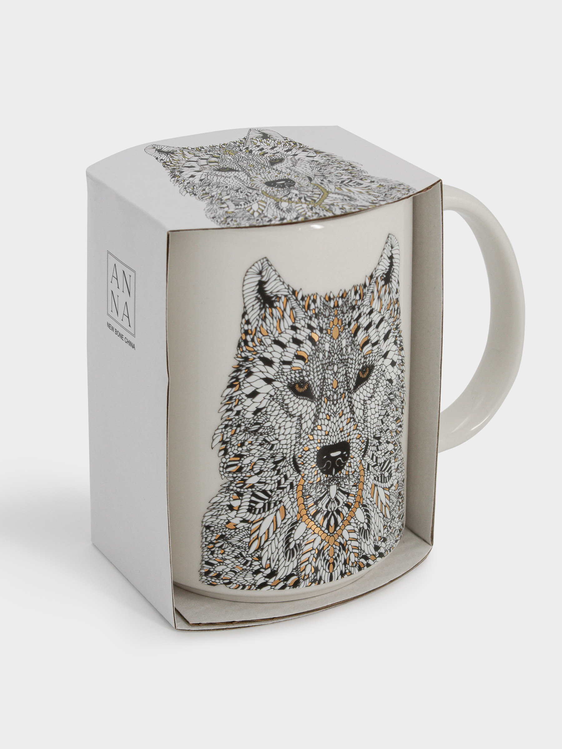 Кружка, 500 мл, фарфор N, белая, Волк, Wild, image-4