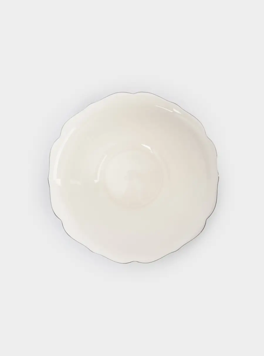 Салатник, 25х10 см, 2 л, фарфор F, белый, с серебристым кантом, Dynasty ,image-2