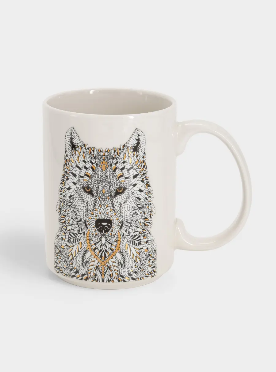 Кружка, 500 мл, фарфор N, белая, Волк, Wild ,image-0