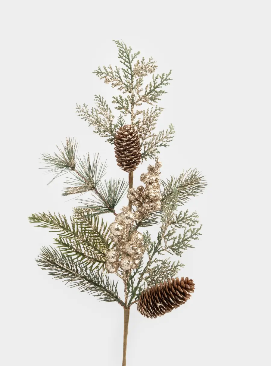 Ветка декоративная, 62 см, пластик, Золотые ягоды, Interior natural ,image-1