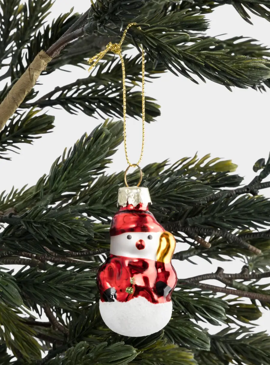 Игрушка елочная, 4 см, стекло, красная, Снеговик, New year ,image-3