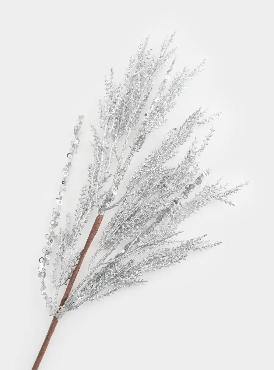 Ветка декоративная, 70 см, пластик/металл, Серебристая ветка, Interior silver ,image-1