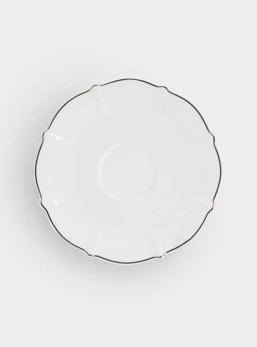 Пара чайная, 1 перс, 2 пр, 250 мл, фарфор F, белая, с серебристым кантом, Lotus silver ,image-2