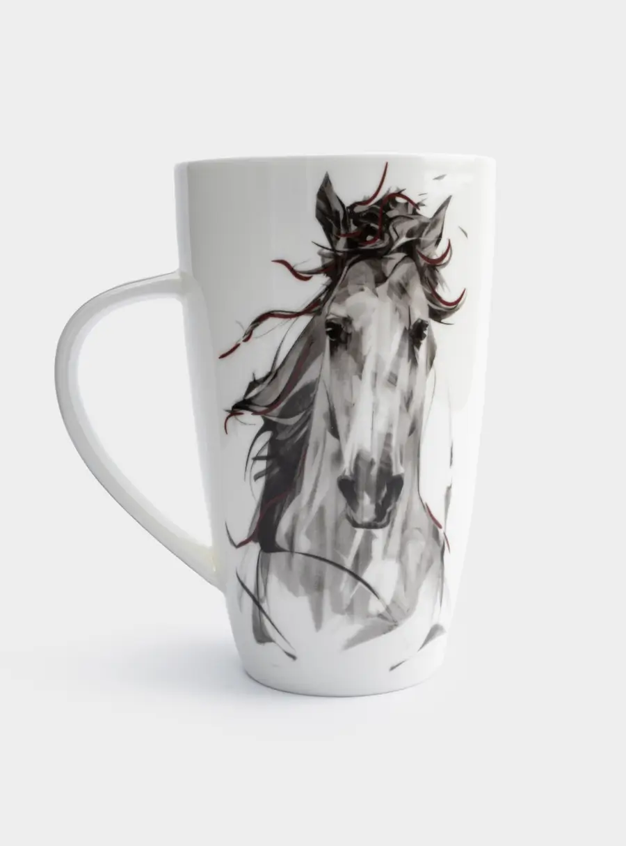 Кружка, 600 мл, фарфор F, черно-белая, Конь, Horse ,image-2