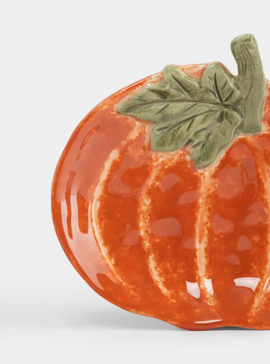 Блюдо, 16х14 см, керамика D, оранжево-зеленое, Тыква с листом, Bright pumpkin ,image-3