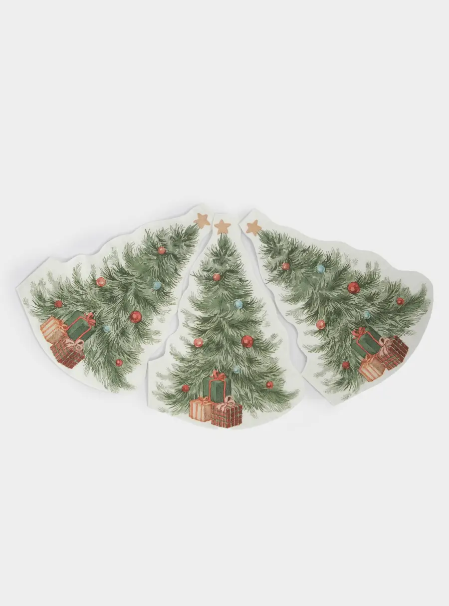 Салфетки бумажные, 20х30 см, 20 шт, фигурные, белые, Ель со звездой, Festival ,image-1