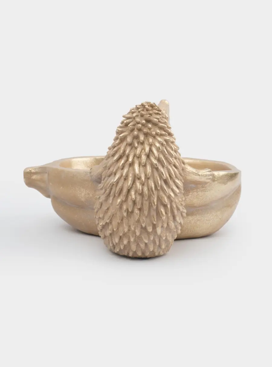 Конфетница, 20х18 см, полирезин, золотистая, Еж с тыквой, Light pumpkin ,image-2