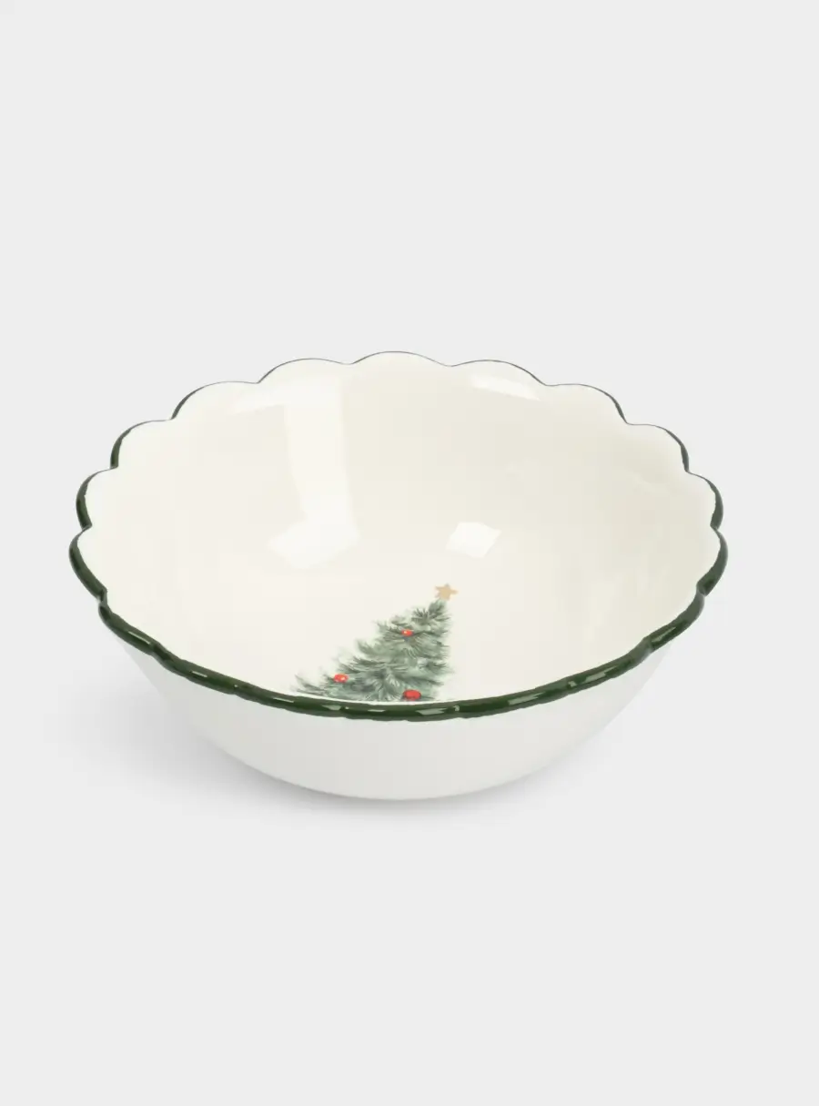 Салатник, 20х8 см, 1,2 л, керамика, зеленый, Лошадка у елки, Festival ,image-1