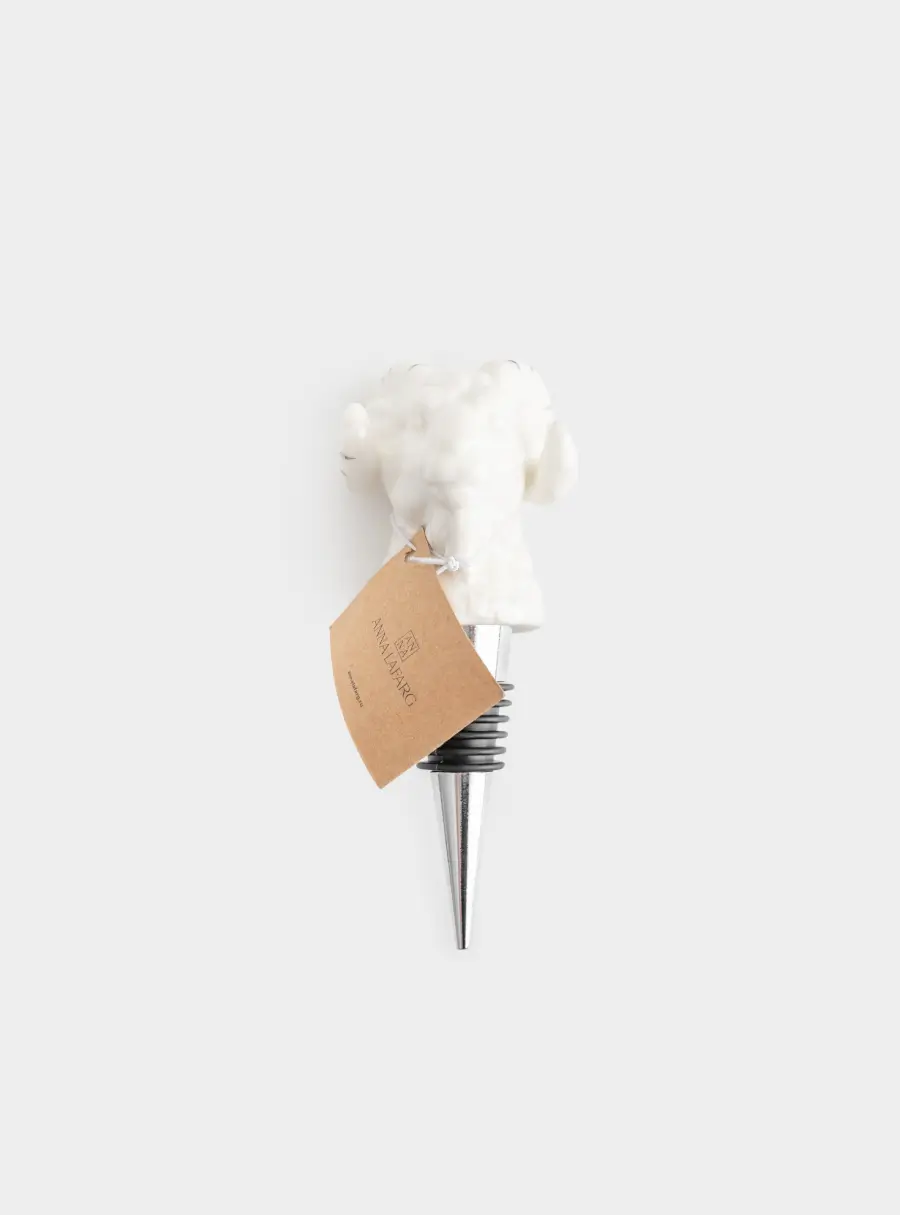 Пробка для винной бутылки, 11 см, сталь/фарфор P, молочная, Архар, Sheep ,image-3