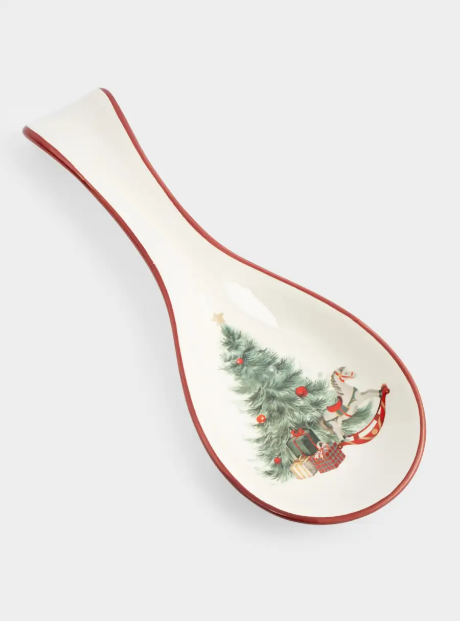 Подставка под ложку, 25х9 см, керамика, красная, Лошадка у елки, Festival ,image-1