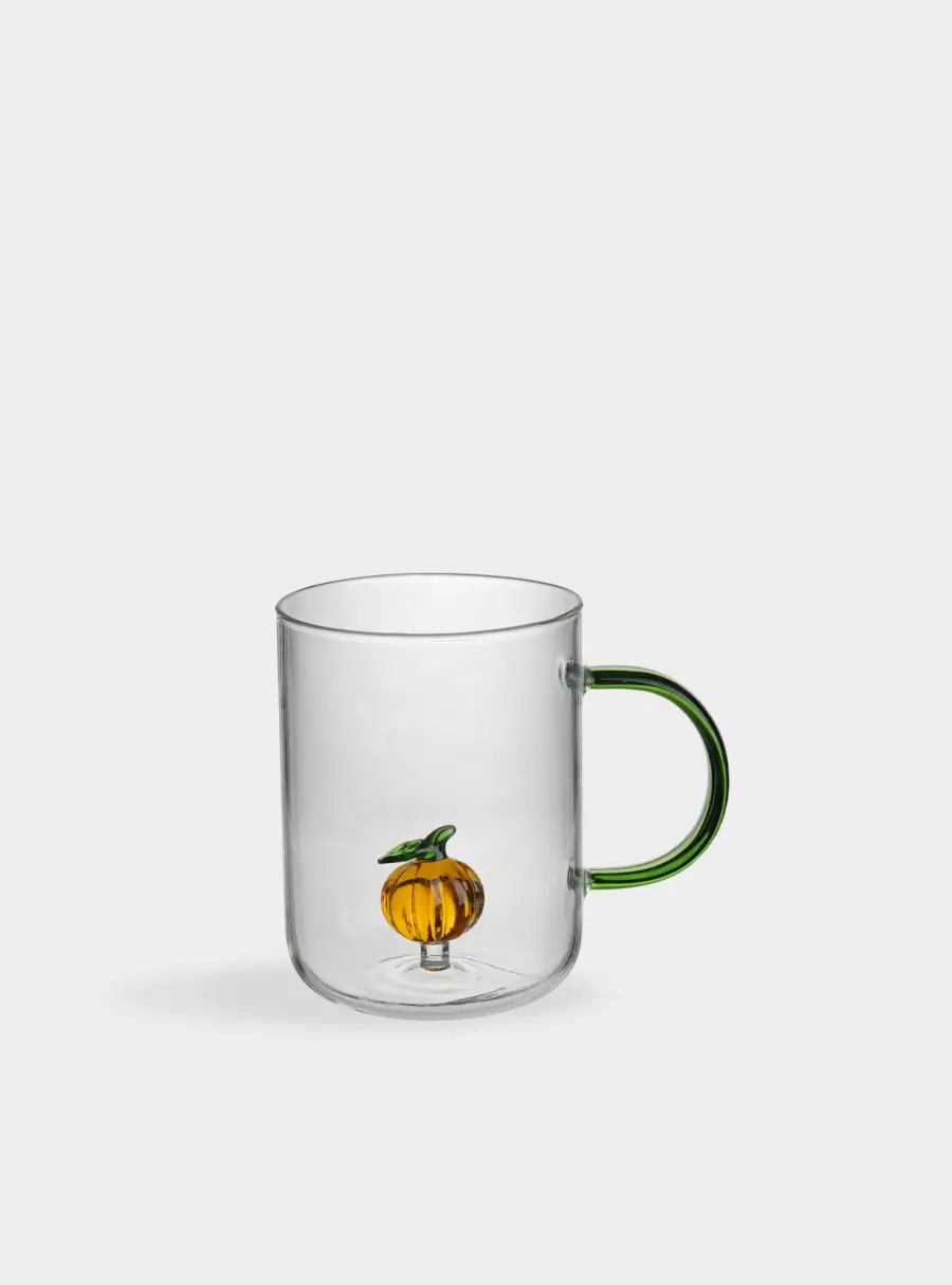 Кружка, 450 мл, стекло Б, зеленая ручка, Тыква, Bright pumpkin ,image-1