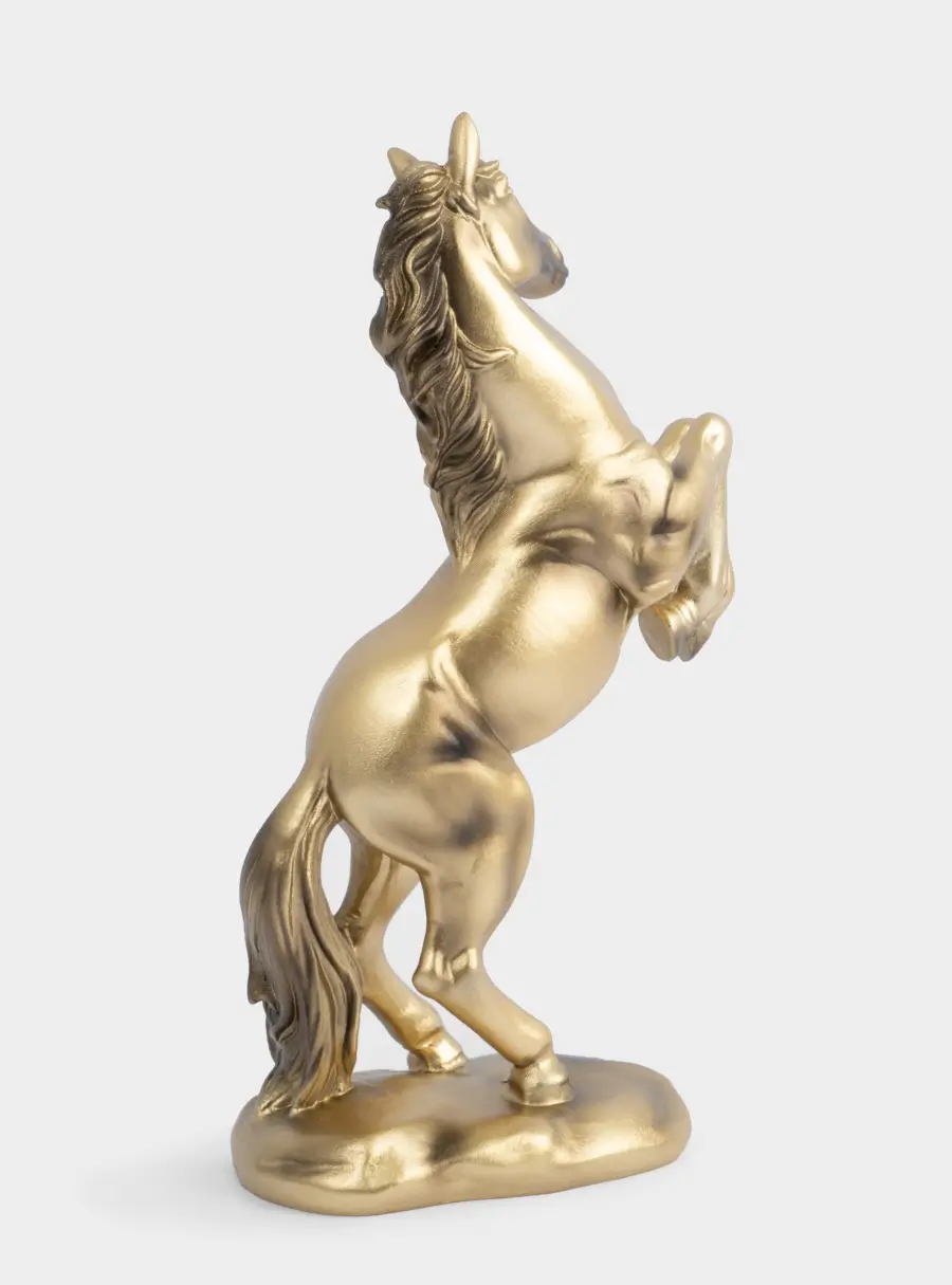 Статуэтка, 25 см, полирезин, золотистая, Конь на дыбах, Horse ,image-1