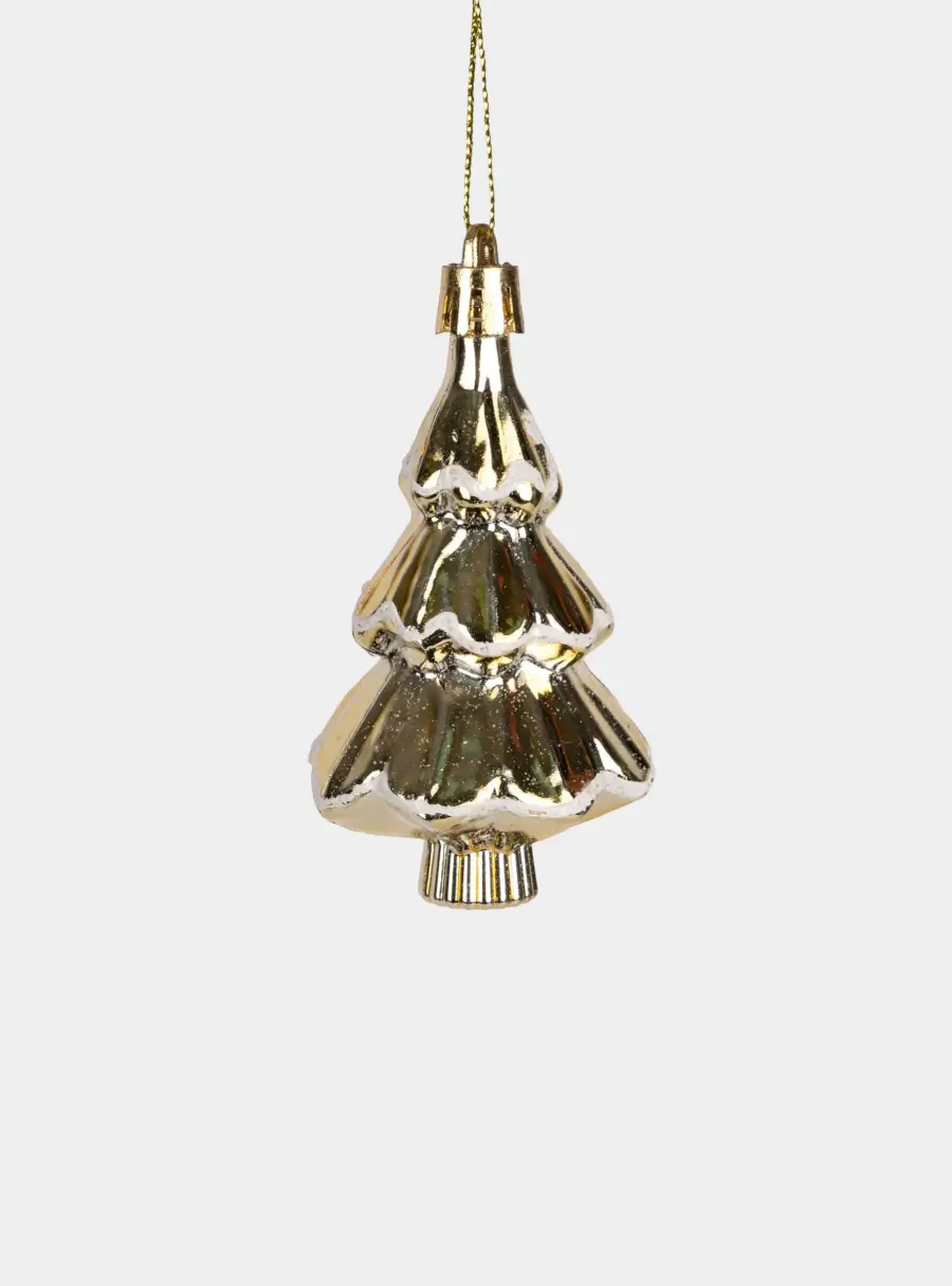 Набор елочных игрушек, 7 см, 2 шт, пластик, серебристо-золотистый, Домик и елка, New year ,image-2