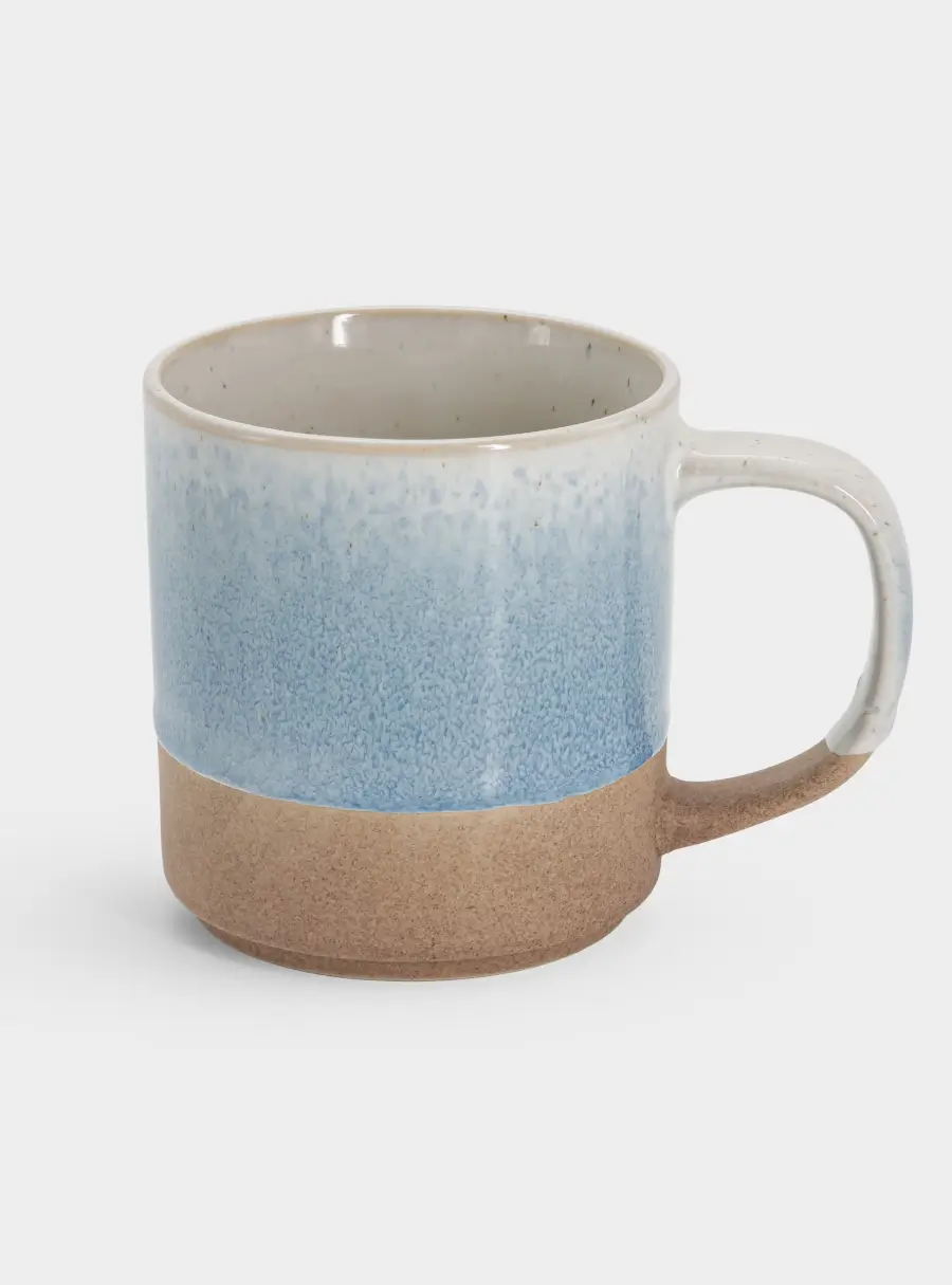 Кружка, 370 мл, керамика, бежево-голубая, в крапинку, Azurro ,image-0