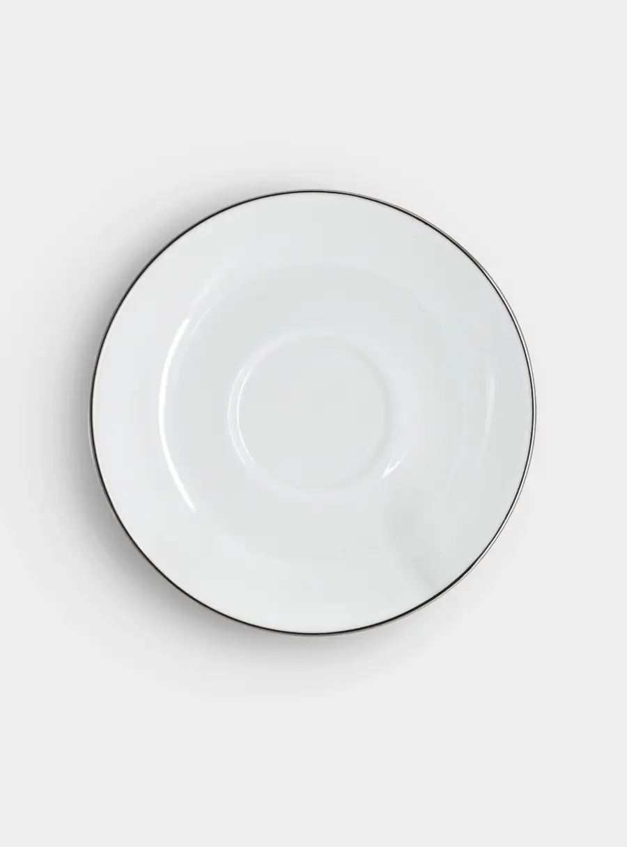 Пара кофейная, 1 перс, 2 пр, 90 мл, фарфор P, белая, с серебристым кантом, White Platinum ,image-2