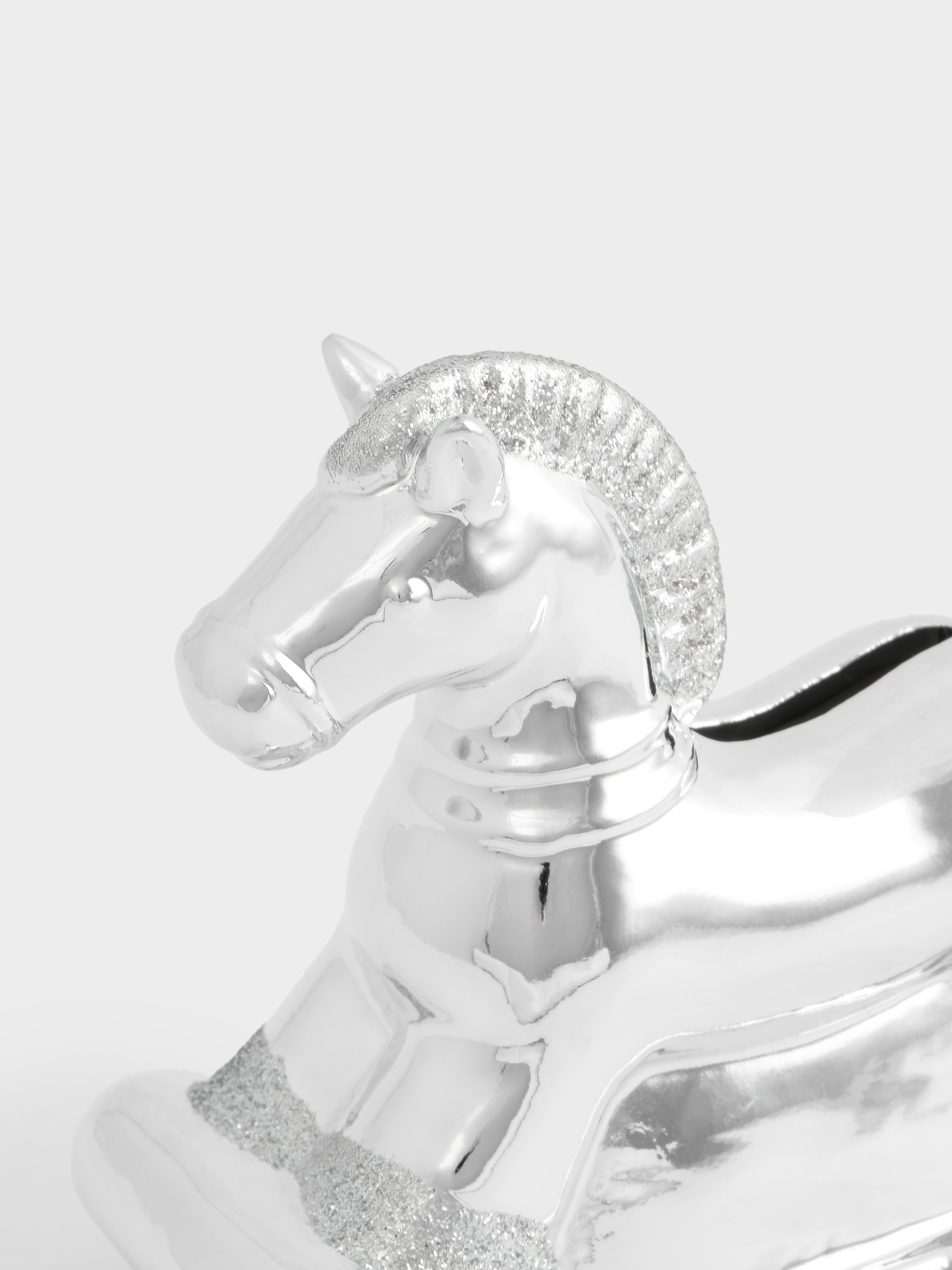Копилка, 13 см, фарфор P, серебристая, Лошадка-качалка, Horse, image-2
