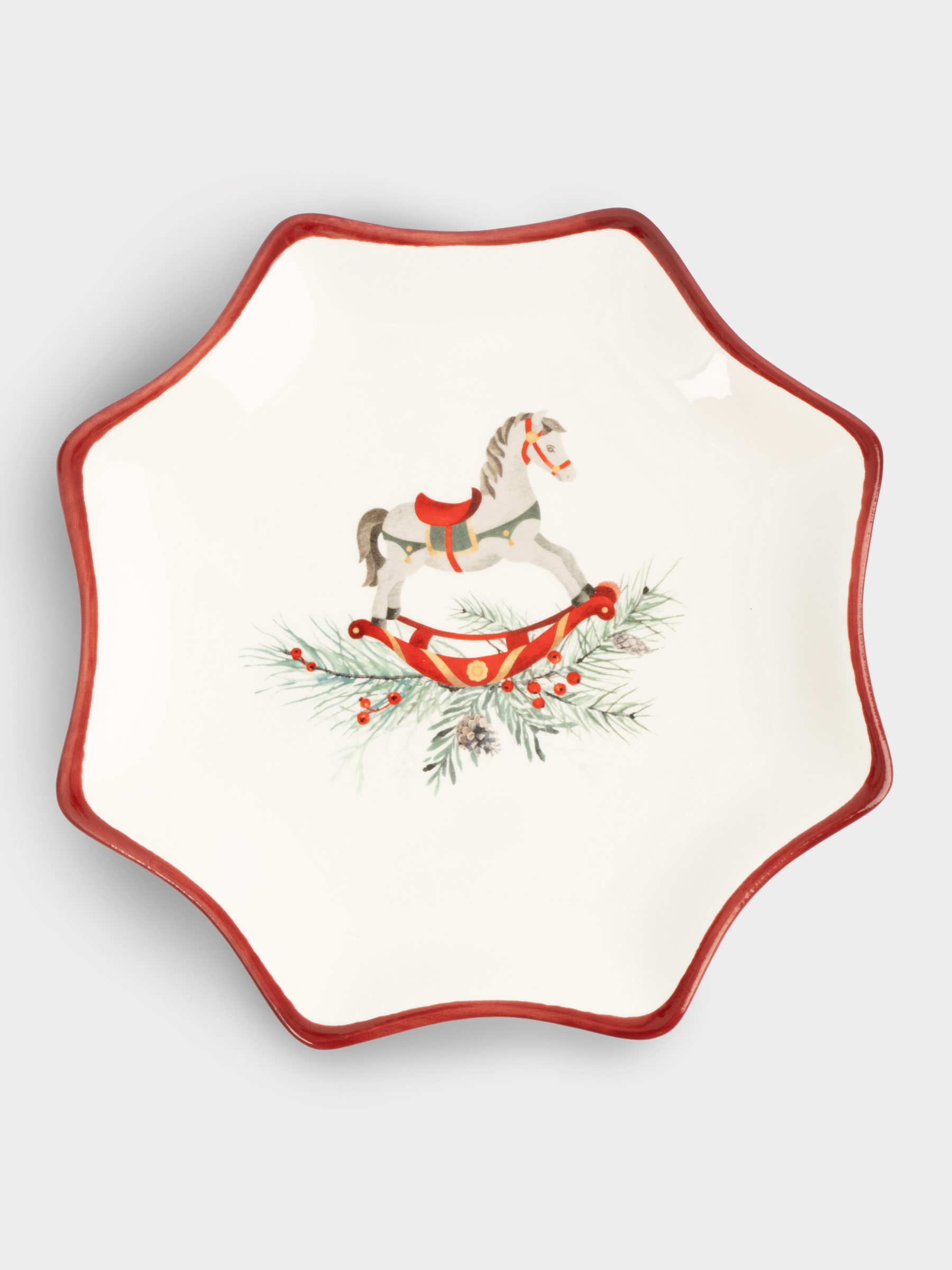 Блюдо, 20 см, керамика, красное, Лошадка, Festival, image-2