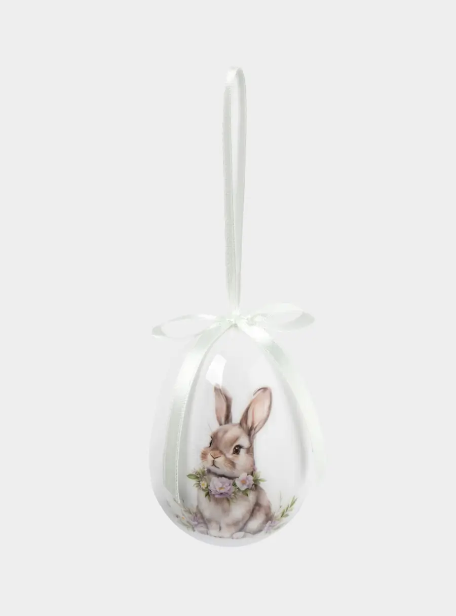 Подвеска, пасхальное яйцо, 8 см, пенопласт, Кролик с цветами, Interior Easter ,image-1