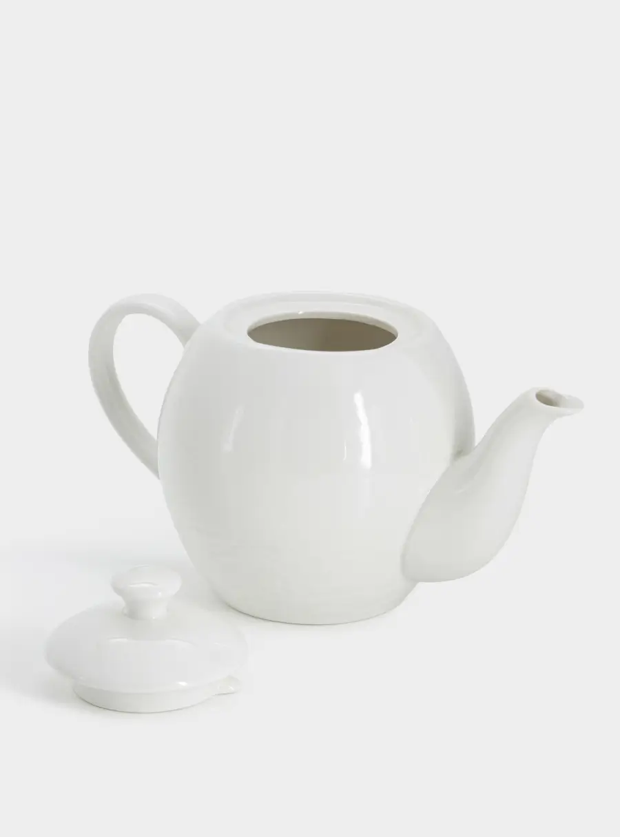 Чайник заварочный, 850 мл, фарфор P, белая, Мятый эффект, Rock, image-4