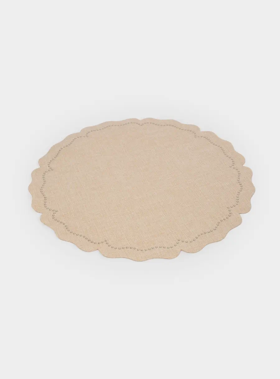 Салфетка под приборы, 38 см, полиэстер/металл, фигурная, молочная, Цветок ,image-2