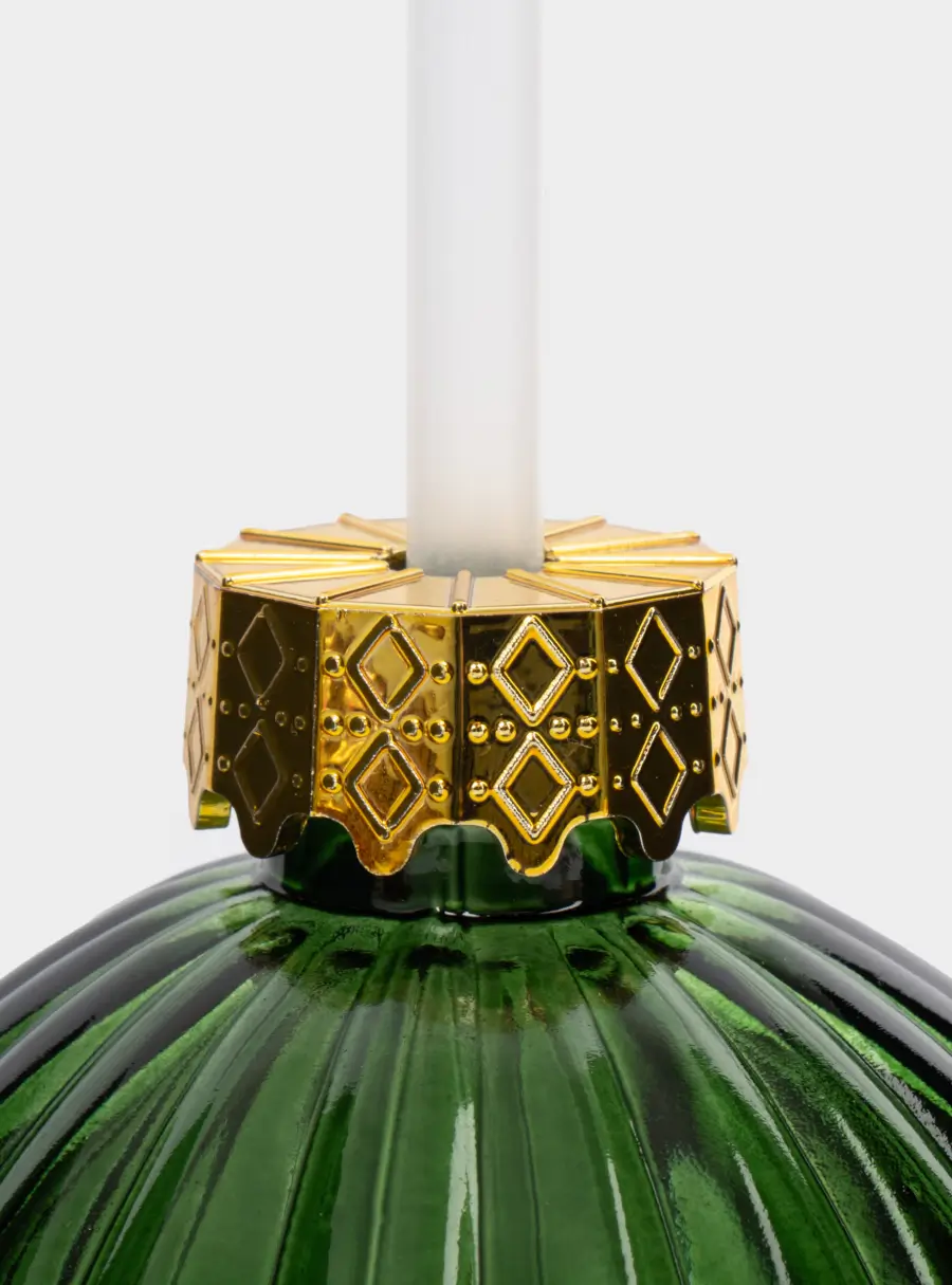 Банка для напитков, 380 мл, с крышкой и трубочкой, стекло, зеленая, Шар, New year ,image-2