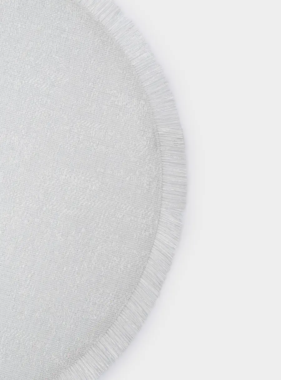 Салфетка под приборы, 38 см, ПВХ/полиэстер, круглая, серебристая, Бахрома ,image-2