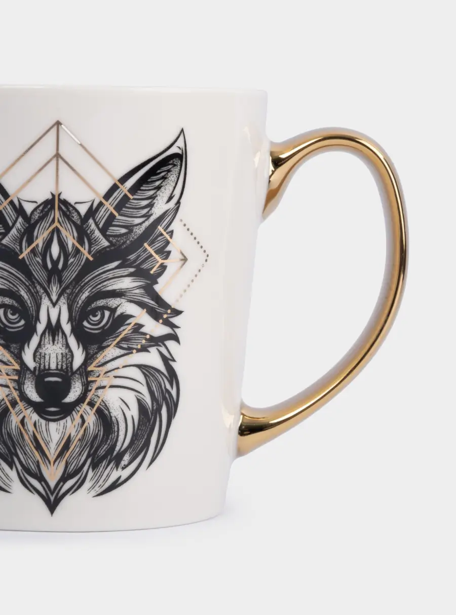 Кружка, 500 мл, фарфор N, бело-золотистая, Лис, Graphics, image-3