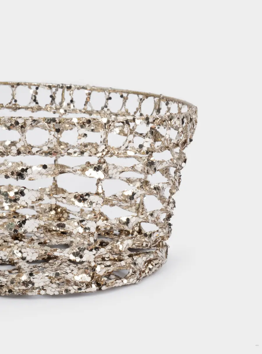 Корзина декоративная, 23х20 см, пластик/металл, овальная, серебристая, Celebration, image-3