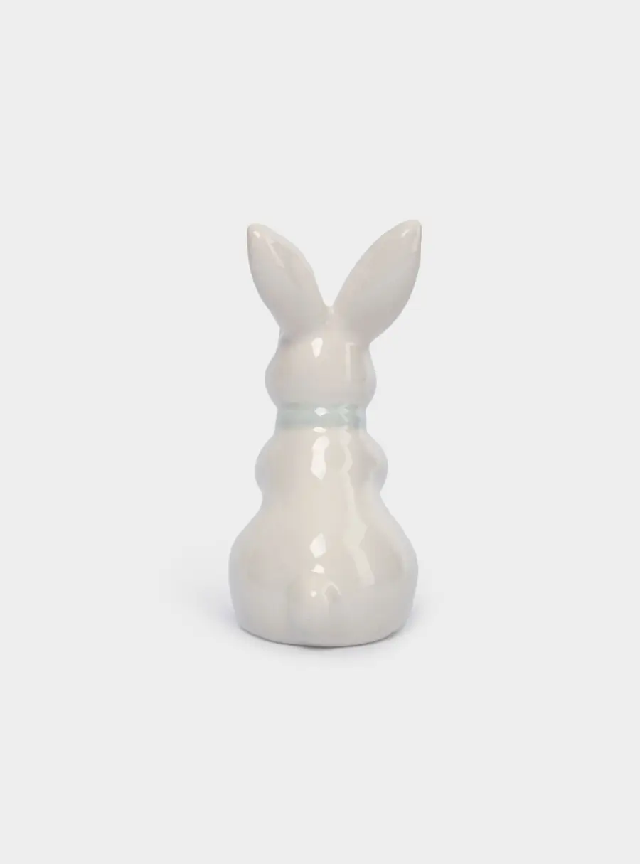 Емкость для соли или перца, 9 см, керамика, молочно-золотистая, Кролик с бантом, White Rabbit ,image-3