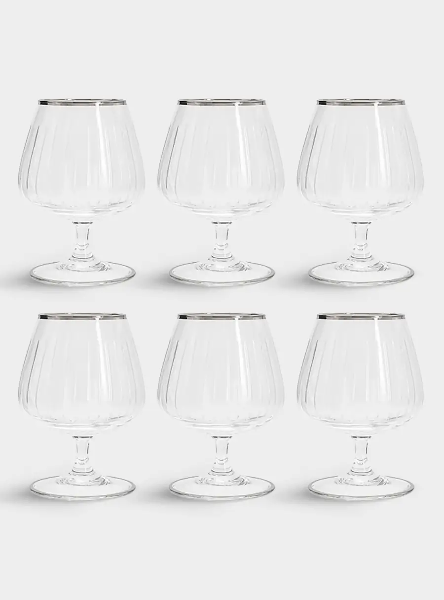 Набор бокалов для коньяка, 6 пр, 400 мл, хрустальные, Пиза серебро ,image-0