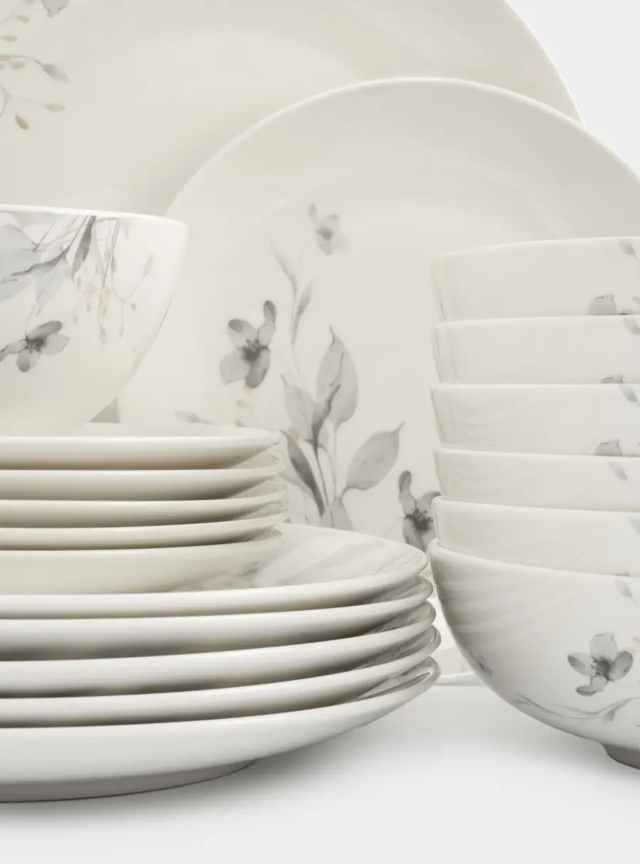Сервиз обеденный, 6 перс, 19 пр, фарфор N, молочный, Полевые цветы, Flower melody, image-6