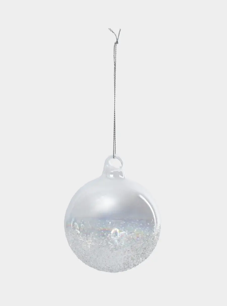Игрушка елочная, 2 шт, 8 см, стекло, перламутр, Шар с изморозью, New year, image-1