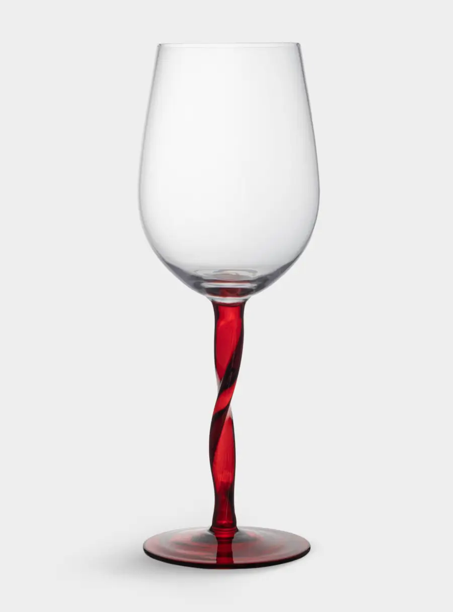 Бокал для вина, 540 мл, 2 шт, стекло, красная ножка, Villalago ,image-1